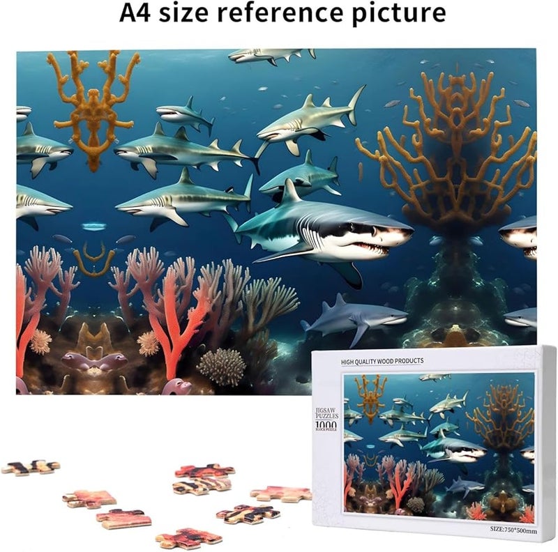 Phayah Sharks Under The Sea 1000 Piece Jigsaw Puzzle For Adults Home Decor 29 5 X 19 7 Inches - Image 5